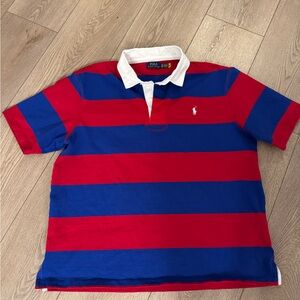 Ralph Lauren Men's Polo Red and Blue Striped Shirt